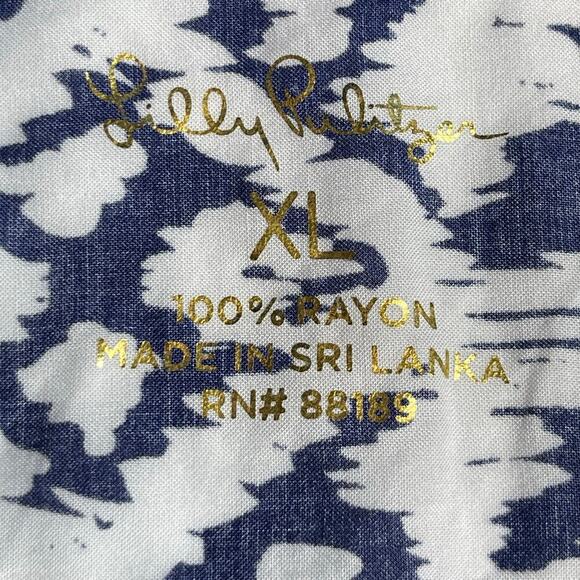 Lilly Pulitzer Sea View Peacock Button Down Shirt Size XL New White/Navy - Picture 4 of 9